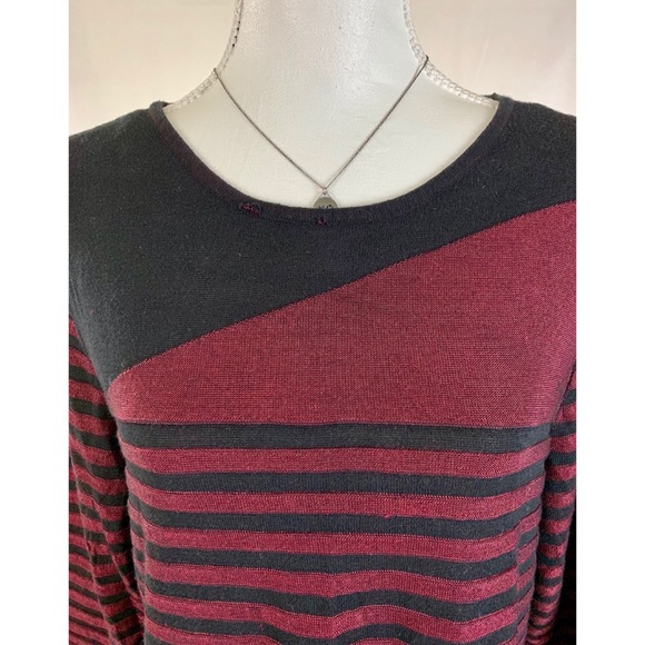 DANA BUCHMAN 3/4 Sleeve Long Striped Sweater - Picture 2 of 5